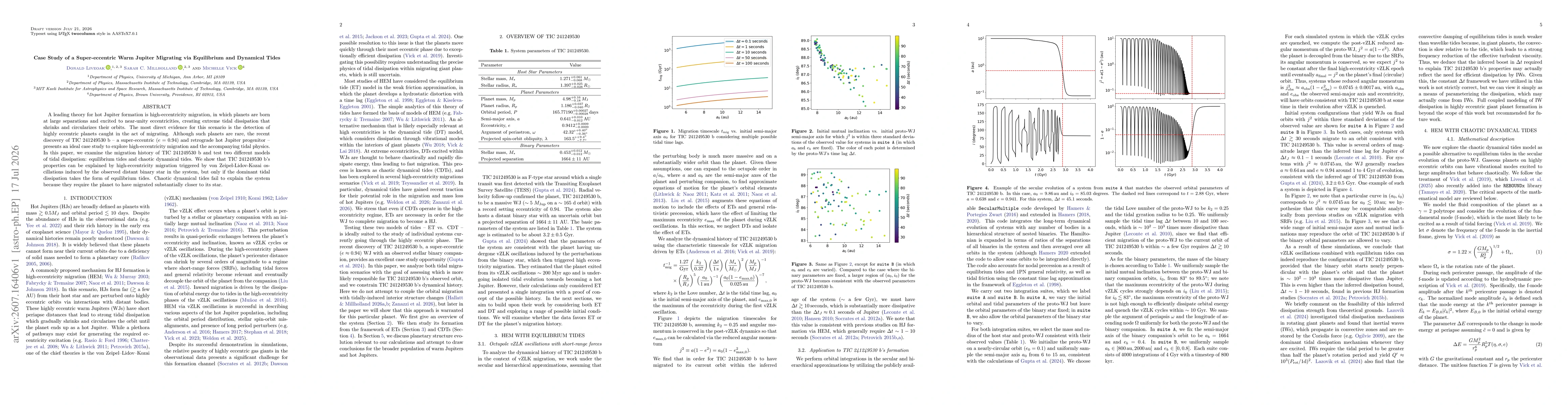 Thumbnail for Case Study of a Super-eccentric Warm Jupiter Migrating via Equilibrium and Dynamical Tides