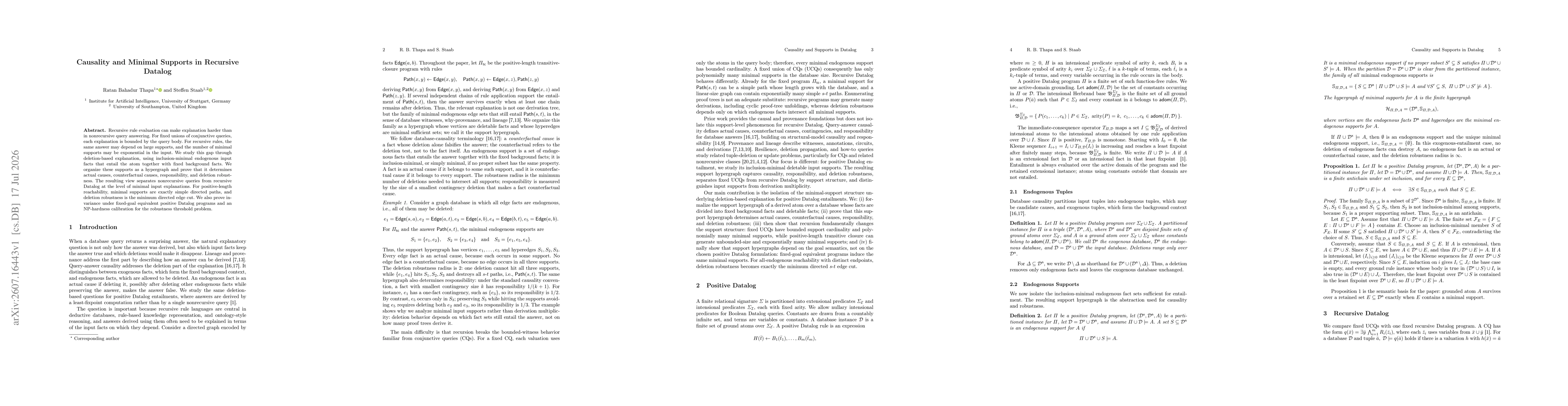 Thumbnail for Causality and Minimal Supports in Recursive Datalog