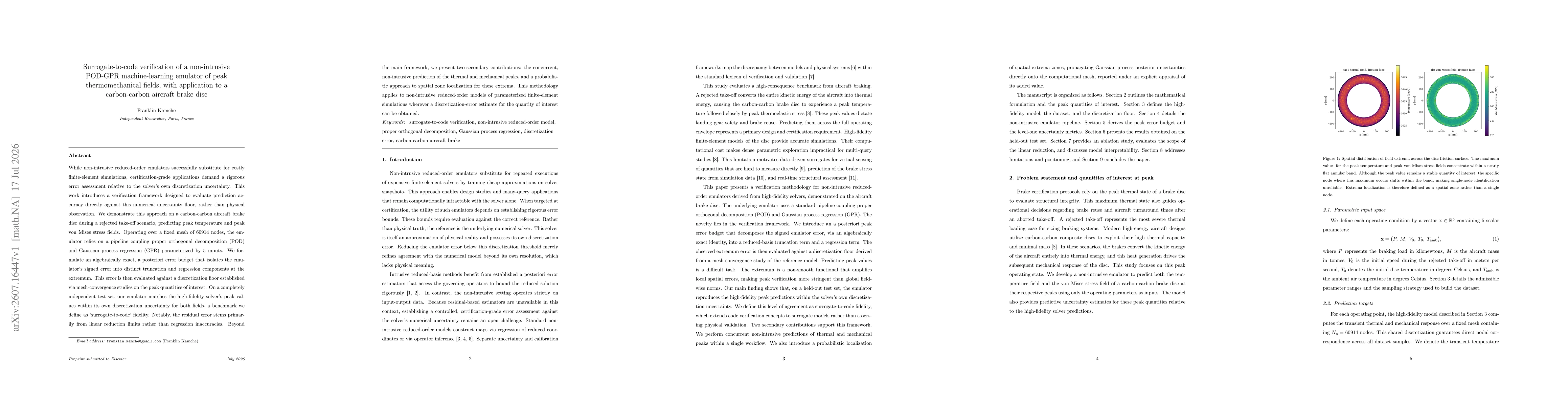 Thumbnail for Surrogate-to-code verification of a non-intrusive POD-GPR machine-learning emulator of peak thermomechanical fields, with application to a carbon-carbon aircraft brake disc