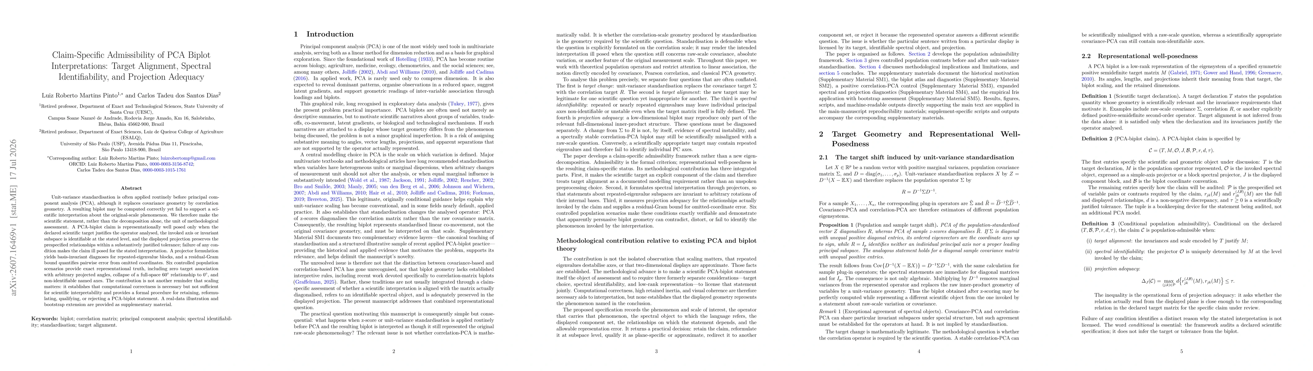 Thumbnail for Claim-Specific Admissibility of PCA Biplot Interpretations: Target Alignment, Spectral Identifiability, and Projection Adequacy