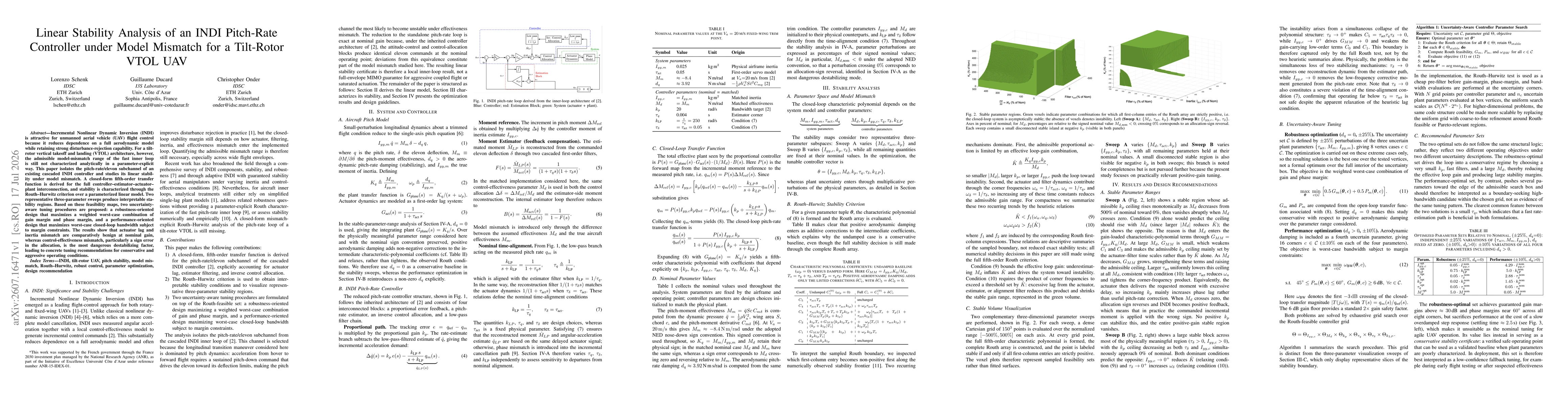 Thumbnail for Linear Stability Analysis of an INDI Pitch-Rate Controller under Model Mismatch for a Tilt-Rotor VTOL UAV