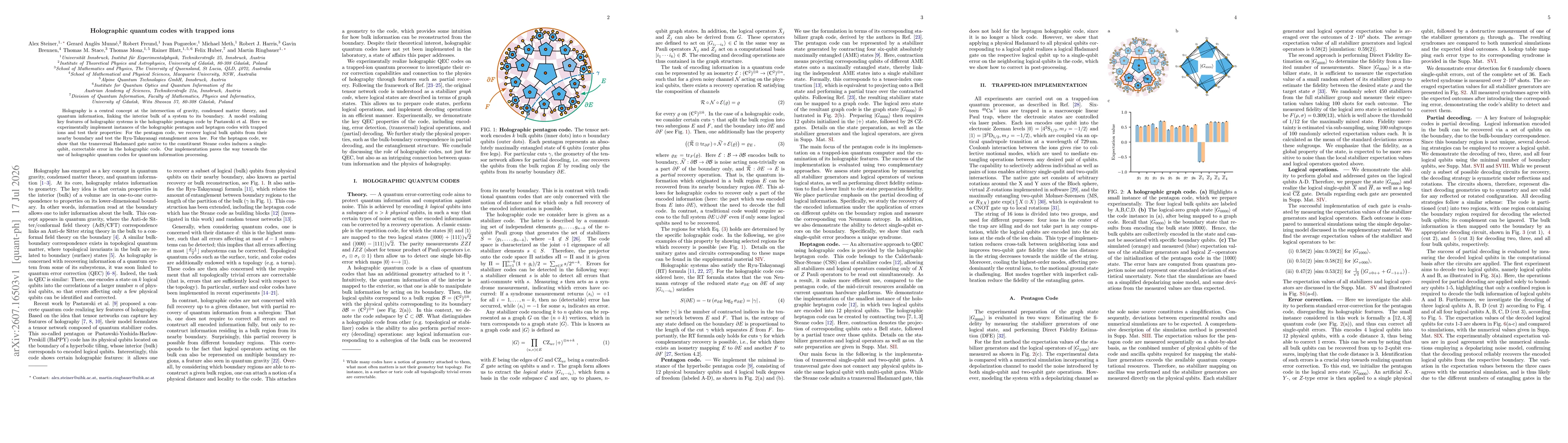 Thumbnail for Holographic quantum codes with trapped ions