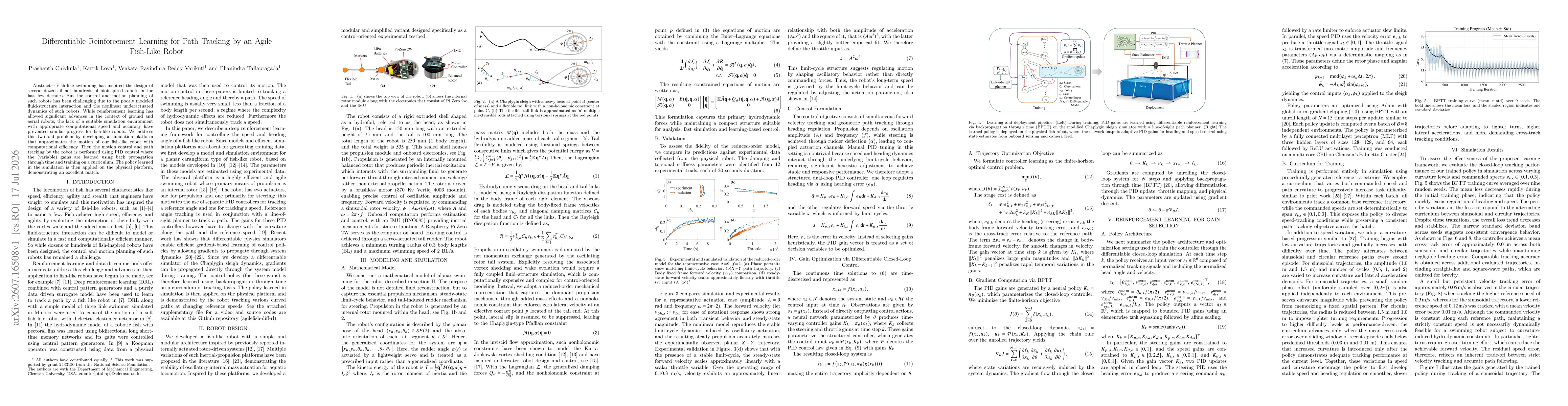 Thumbnail for Differentiable Reinforcement Learning for Path Tracking by an Agile Fish-Like Robot