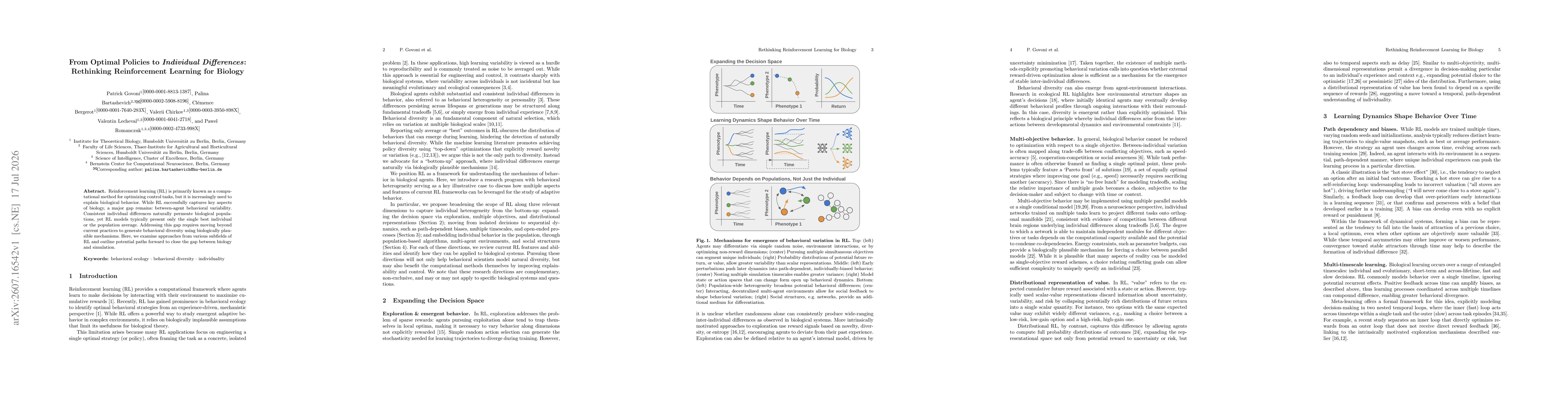Thumbnail for From Optimal Policies to Individual Differences: Rethinking Reinforcement Learning for Biology