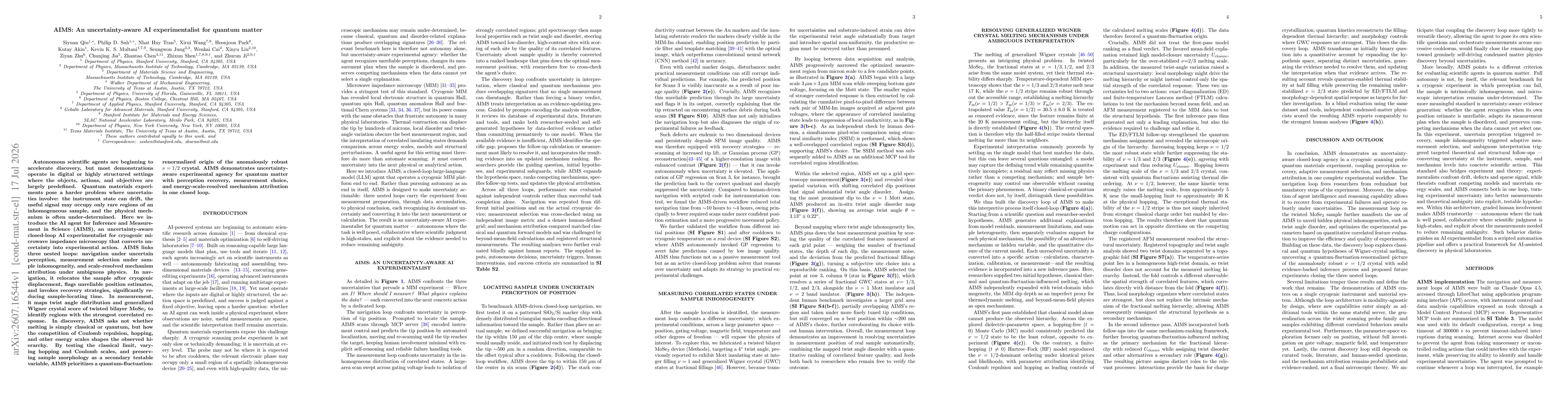 Thumbnail for AIMS: An uncertainty-aware AI experimentalist for quantum matter