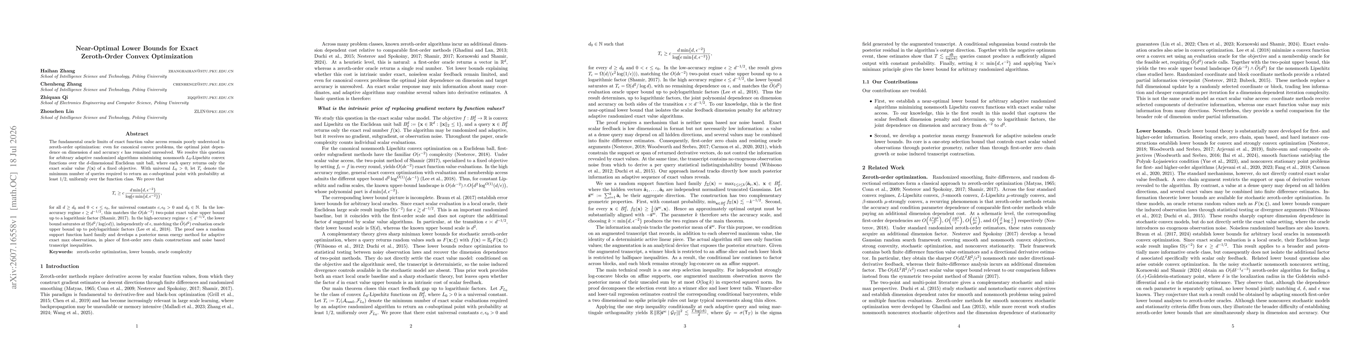 Thumbnail for Near-Optimal Lower Bounds for Exact Zeroth-Order Convex Optimization