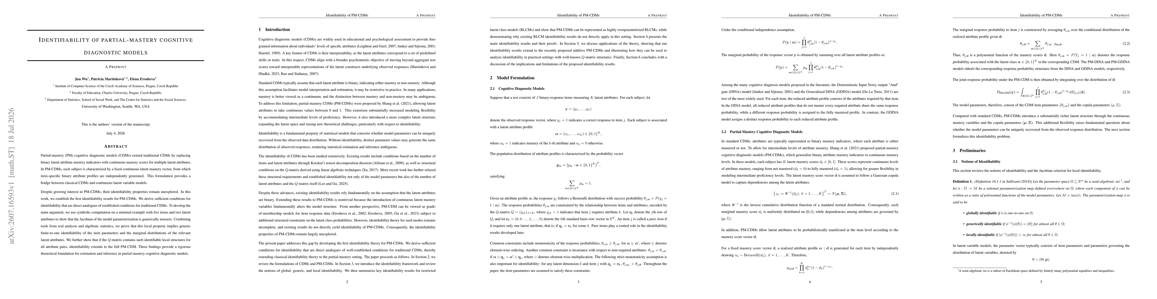 Thumbnail for Identifiability of Partial-Mastery Cognitive Diagnostic Models