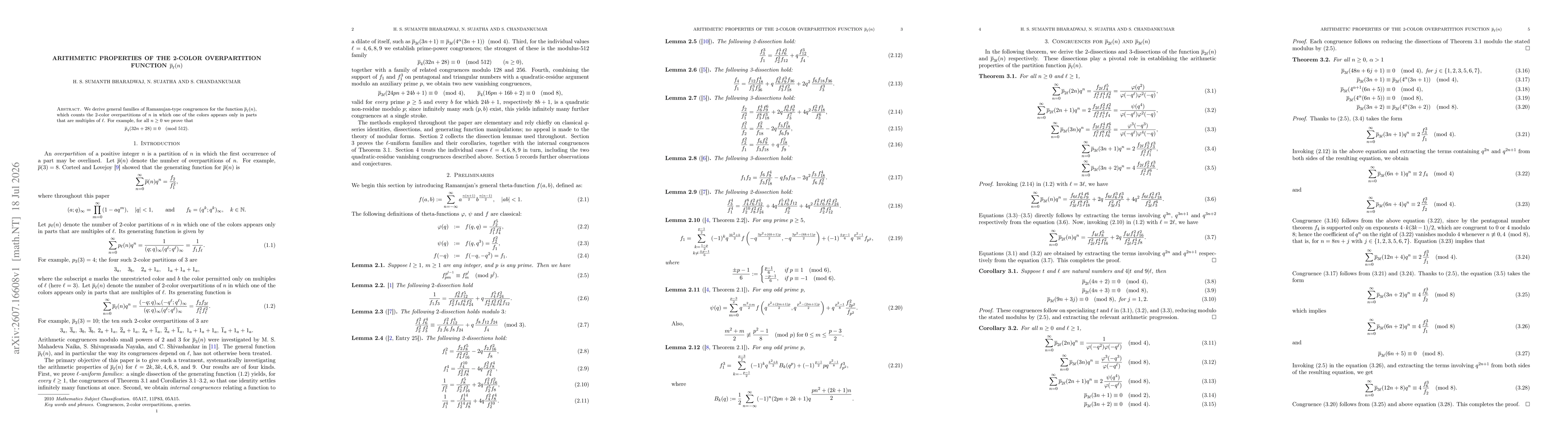 Thumbnail for Arithmetic properties of the 2-color overpartition function $\overline{p}_\ell(n)$