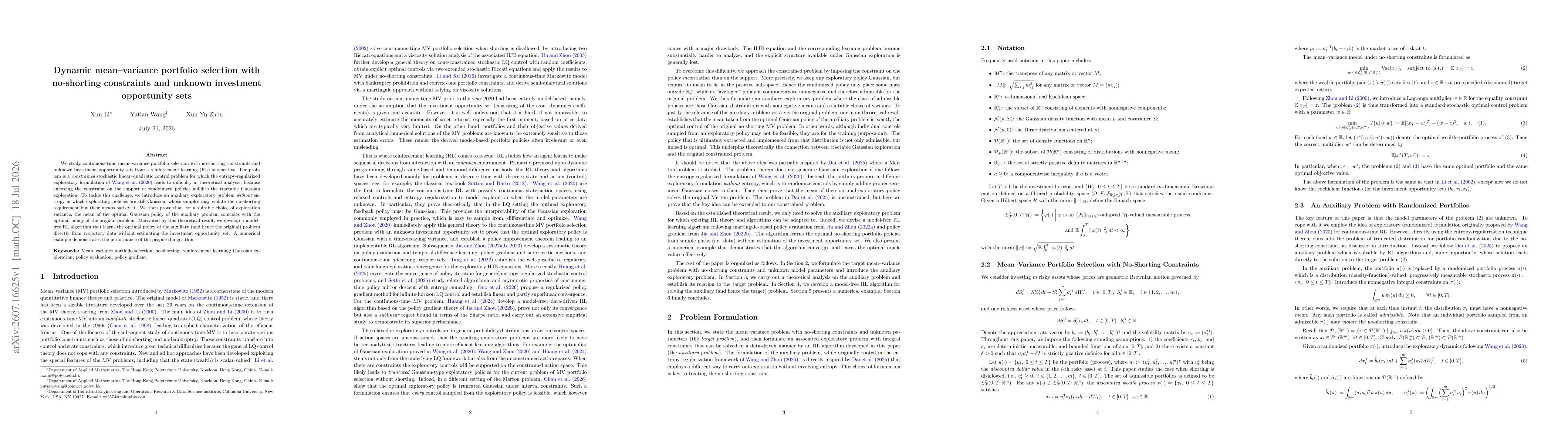 Thumbnail for Dynamic mean-variance portfolio selection with no-shorting constraints and unknown investment opportunity sets