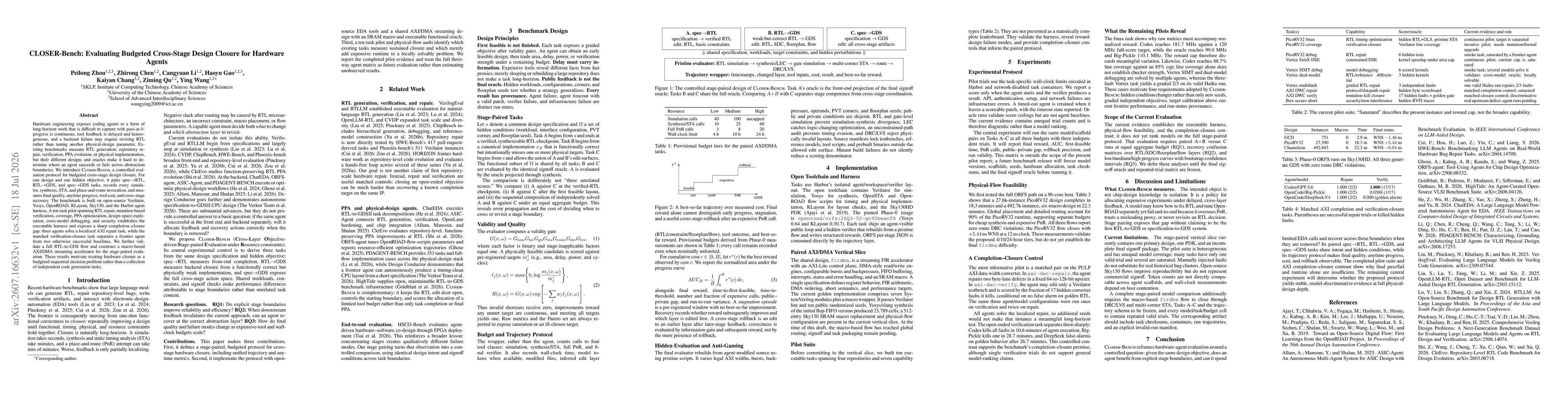 Thumbnail for CLOSER-Bench: Evaluating Budgeted Cross-Stage Design Closure for Hardware Agents
