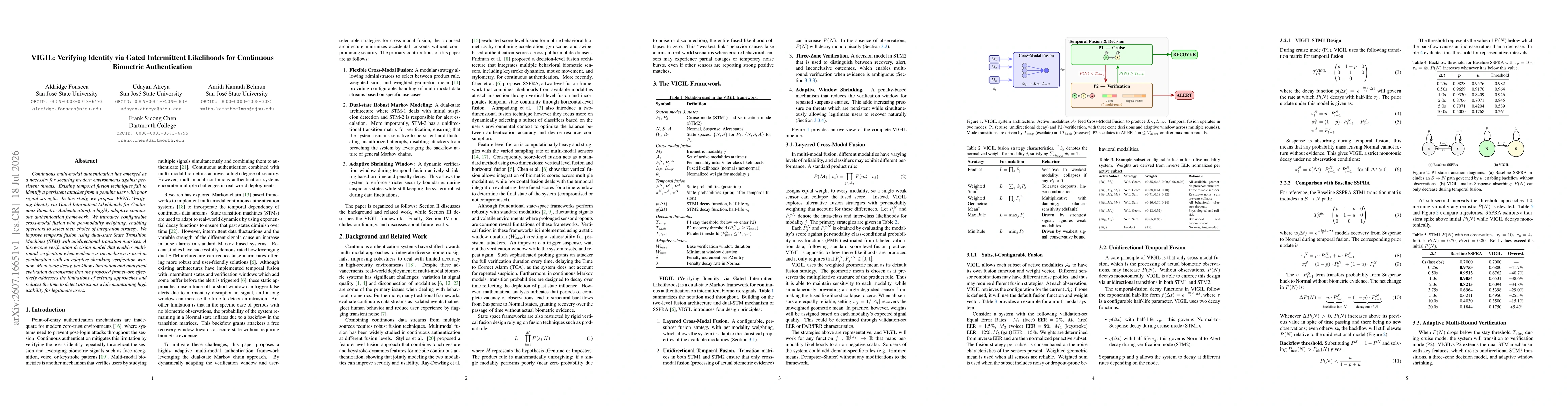 Thumbnail for VIGIL: Verifying Identity via Gated Intermittent Likelihoods for Continuous Biometric Authentication