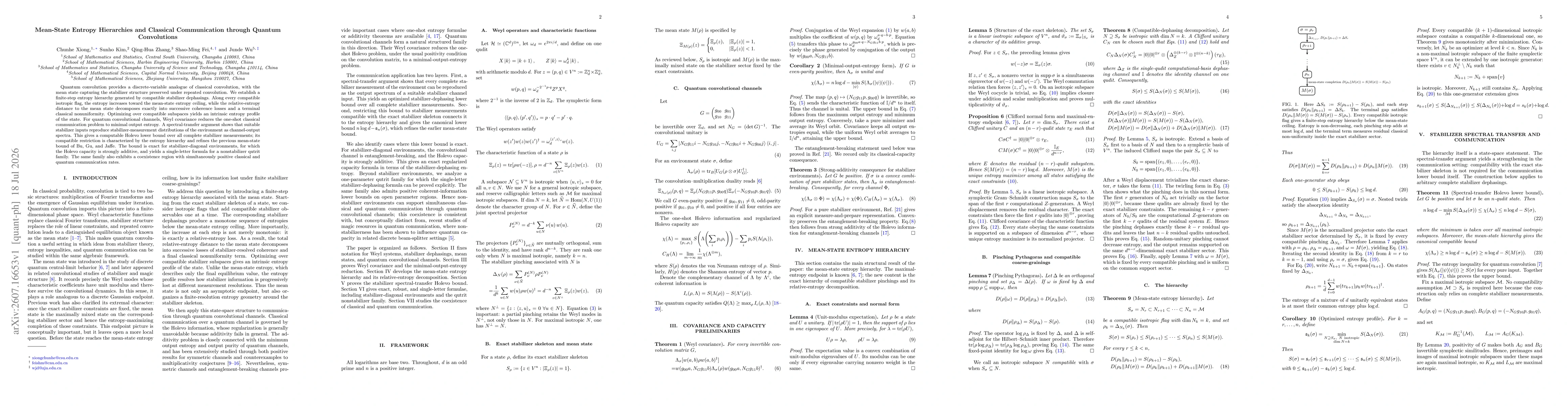 Thumbnail for Mean-State Entropy Hierarchies and Classical Communication through Quantum Convolutions