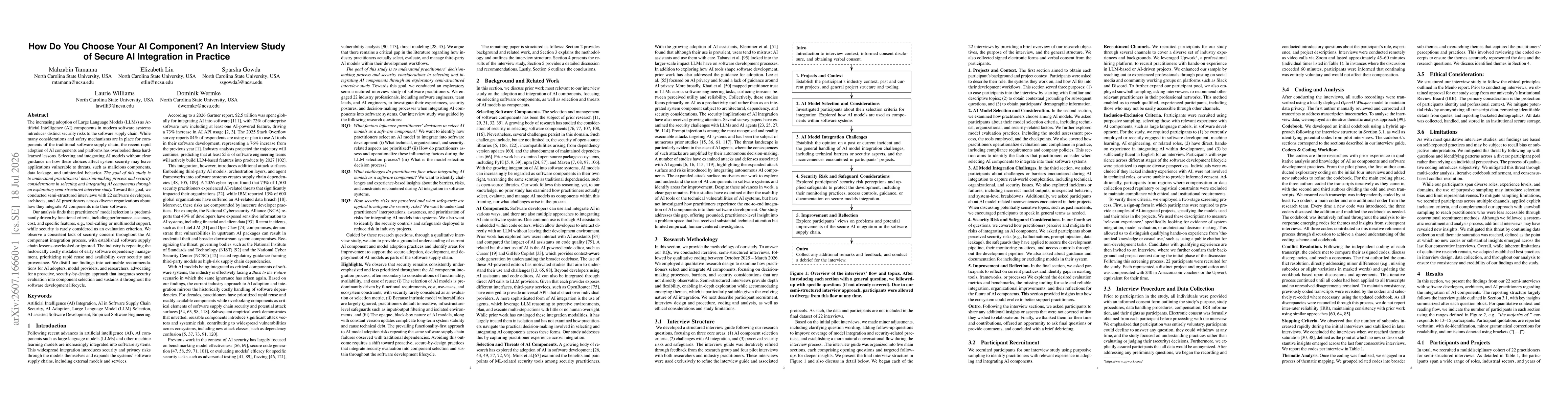 Thumbnail for How Do You Choose Your AI Component? An Interview Study of Secure AI Integration in Practice