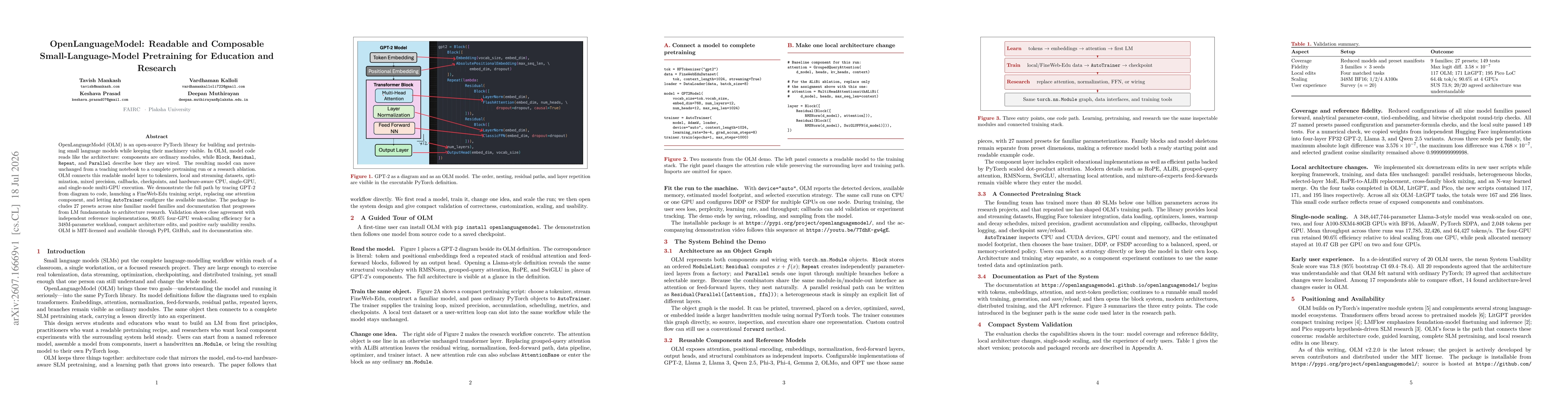 Thumbnail for OpenLanguageModel: Readable and Composable Small-Language-Model Pretraining for Education and Research