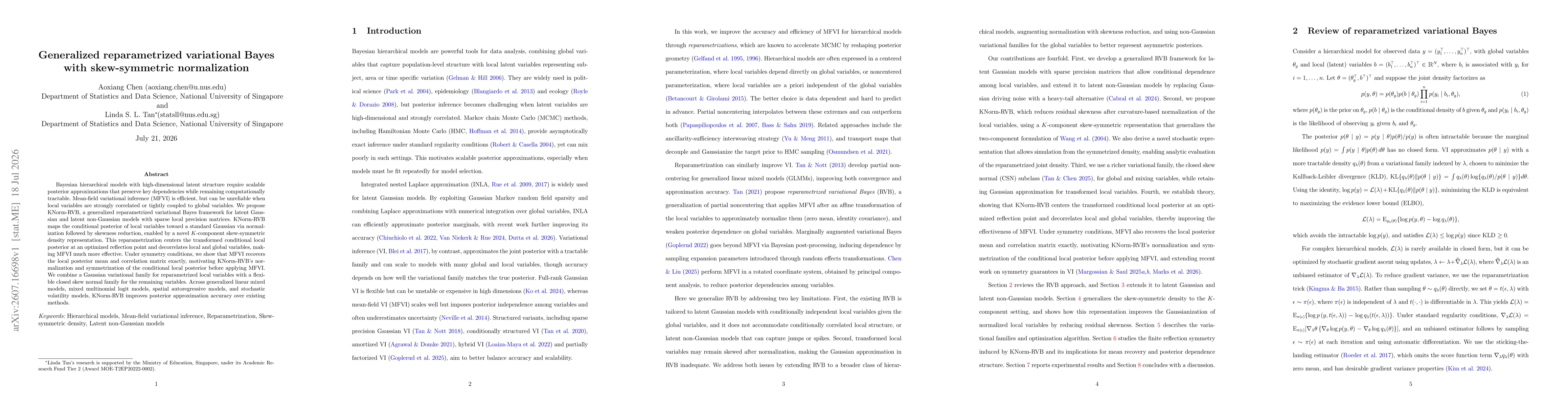 Thumbnail for Generalized reparametrized variational Bayes with skew-symmetric normalization