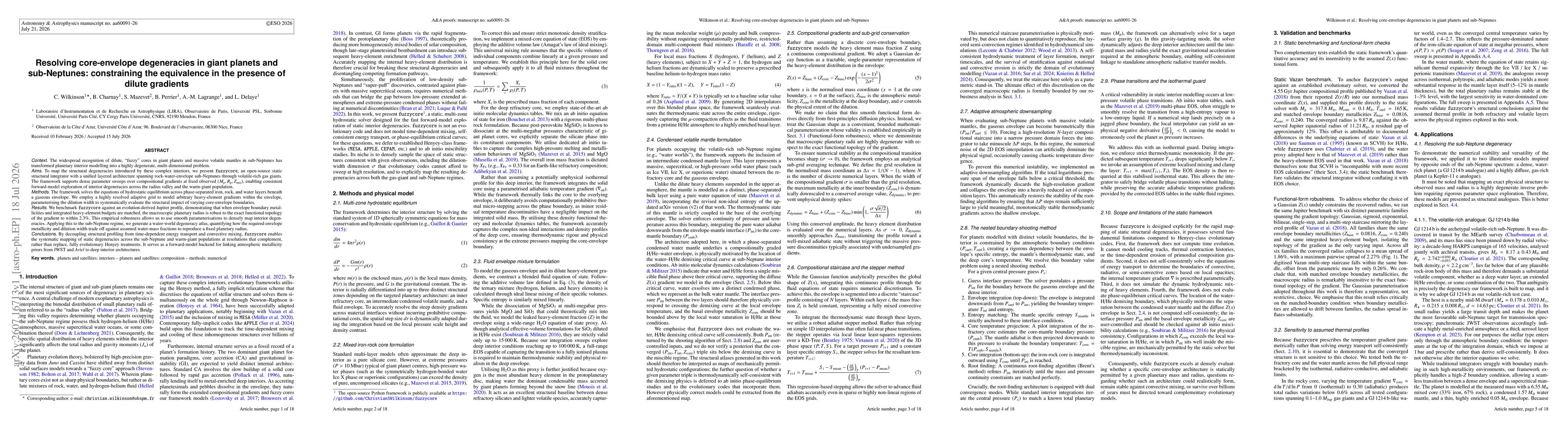 Thumbnail for Resolving core-envelope degeneracies in giant planets and sub-Neptunes: constraining the equivalence in the presence of dilute gradients