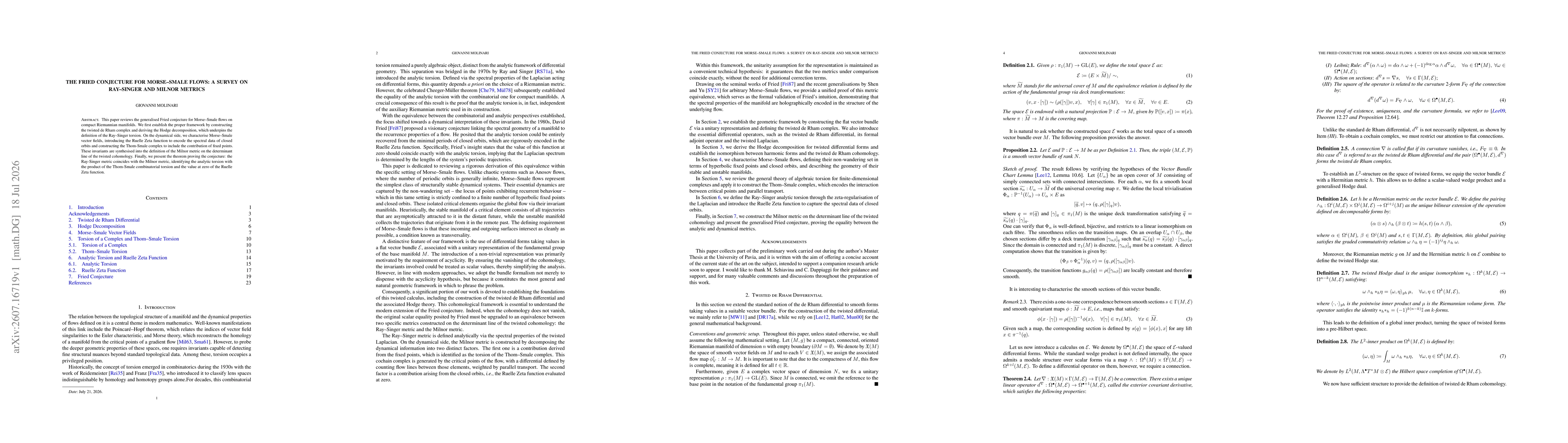 Thumbnail for The Fried Conjecture for Morse-Smale Flows: A Survey on Ray-Singer and Milnor Metrics