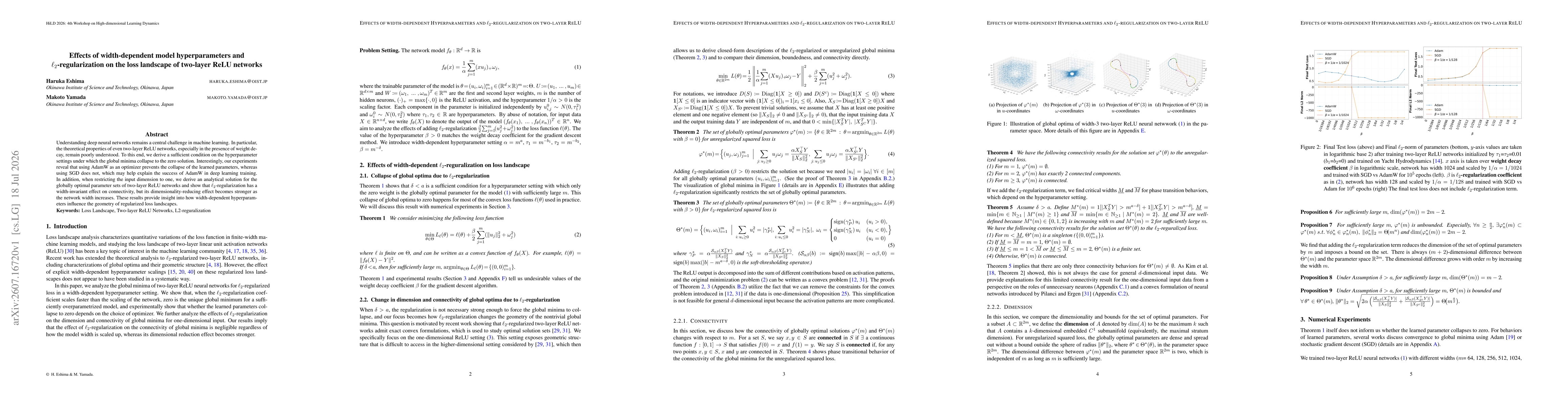 Thumbnail for Effects of width-dependent model hyperparameters and $\ell_2$-regularization on the loss landscape of two-layer ReLU networks