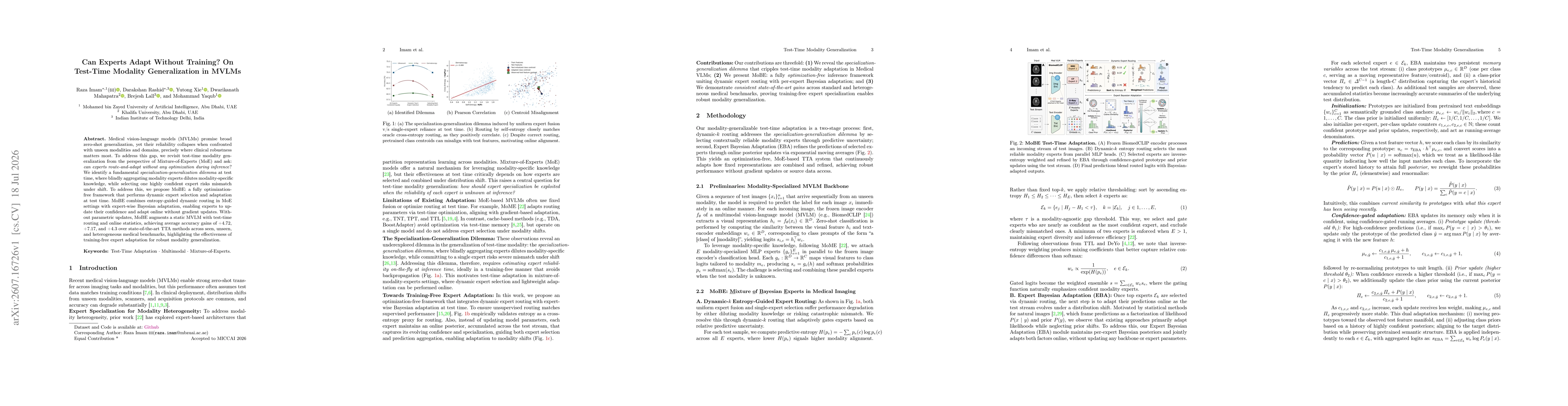 Thumbnail for Can Experts Adapt Without Training? On Test-Time Modality Generalization in MVLMs