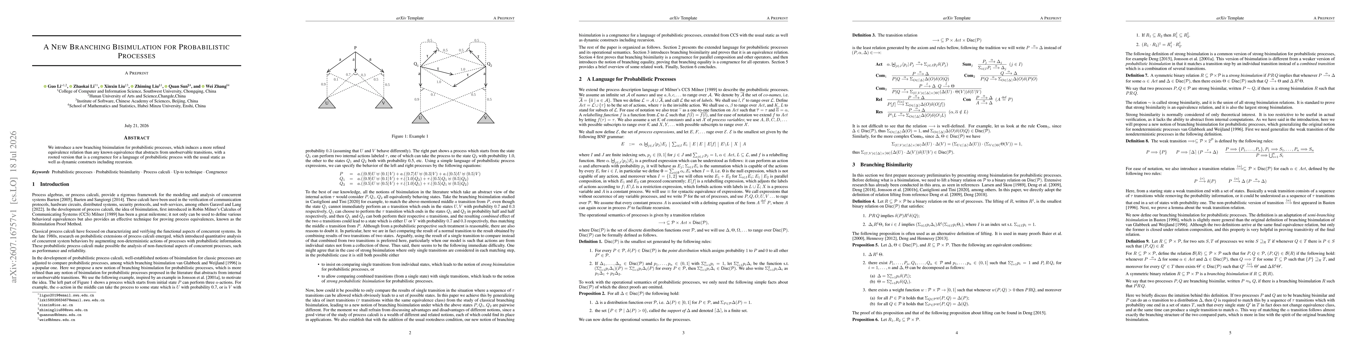 Thumbnail for A New Branching Bisimulation for Probabilistic Processes