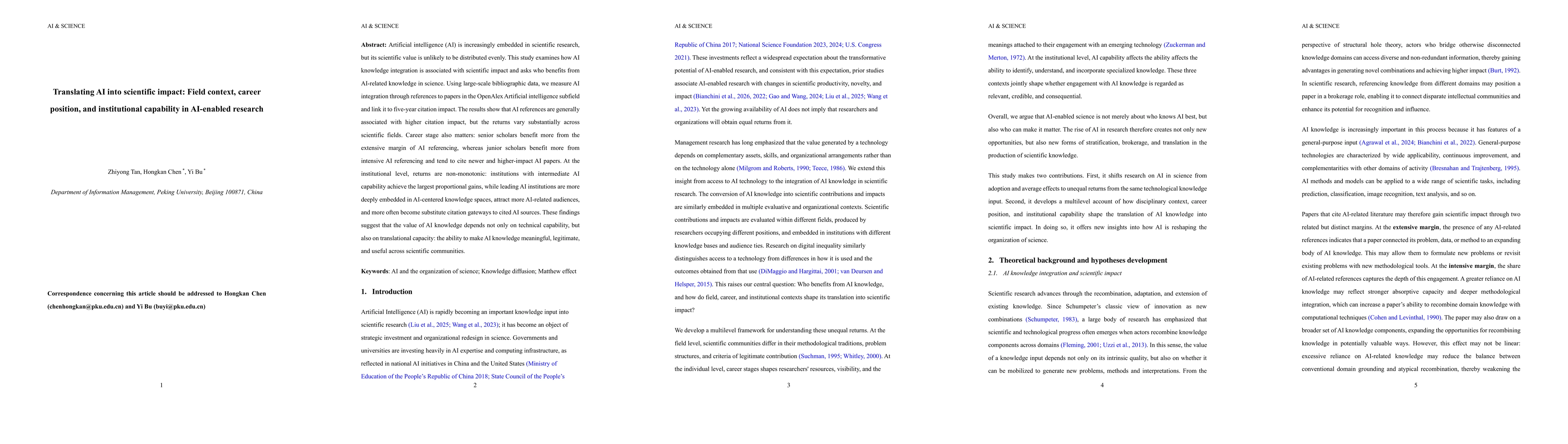 Thumbnail for Translating AI into scientific impact: Field context, career position, and institutional capability in AI-enabled research