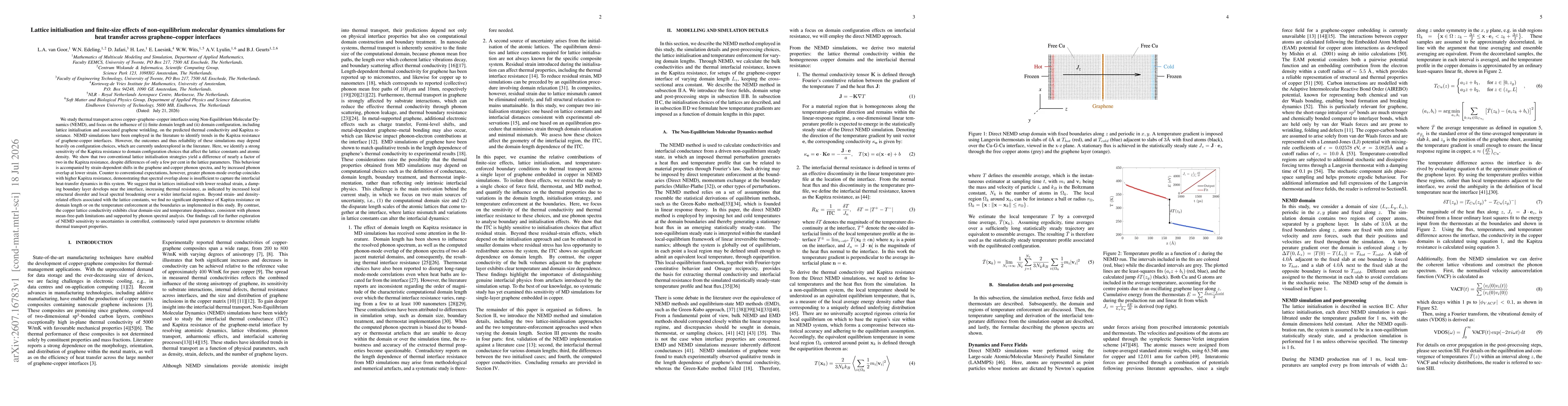 Thumbnail for Lattice initialisation and finite-size effects of non-equilibrium molecular dynamics simulations for heat transfer across graphene-copper interfaces