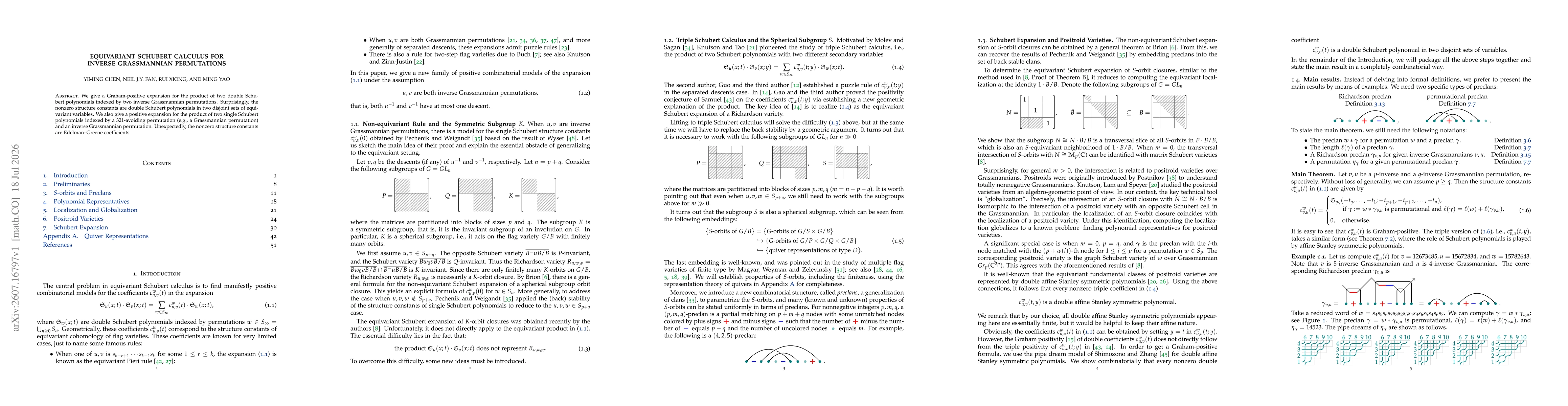 Thumbnail for Equivariant Schubert Calculus for Inverse Grassmannian Permutations