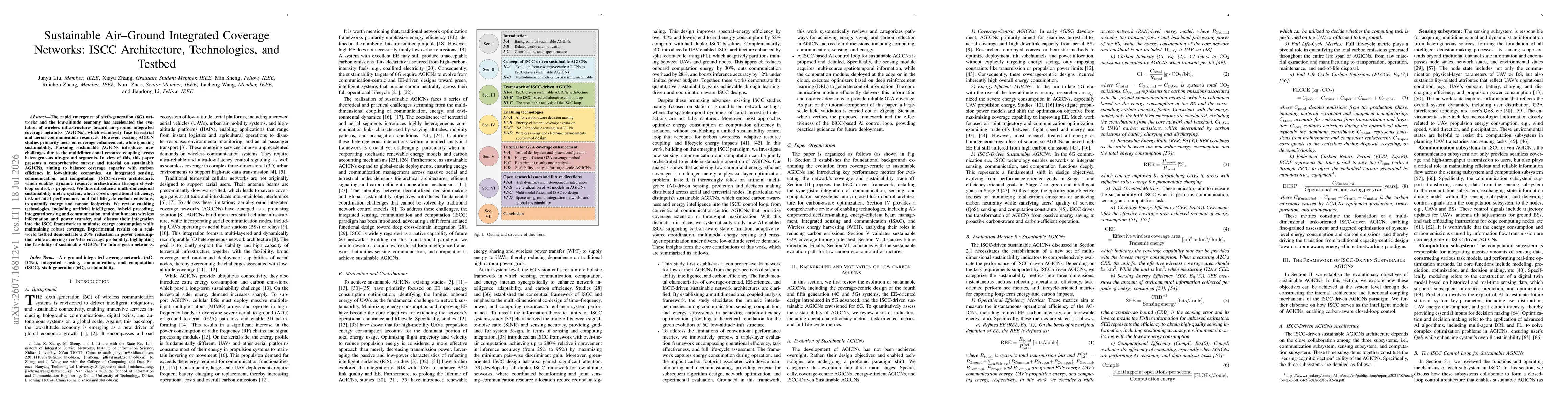 Thumbnail for Sustainable Air-Ground Integrated Coverage Networks: ISCC Architecture, Technologies, and Testbed