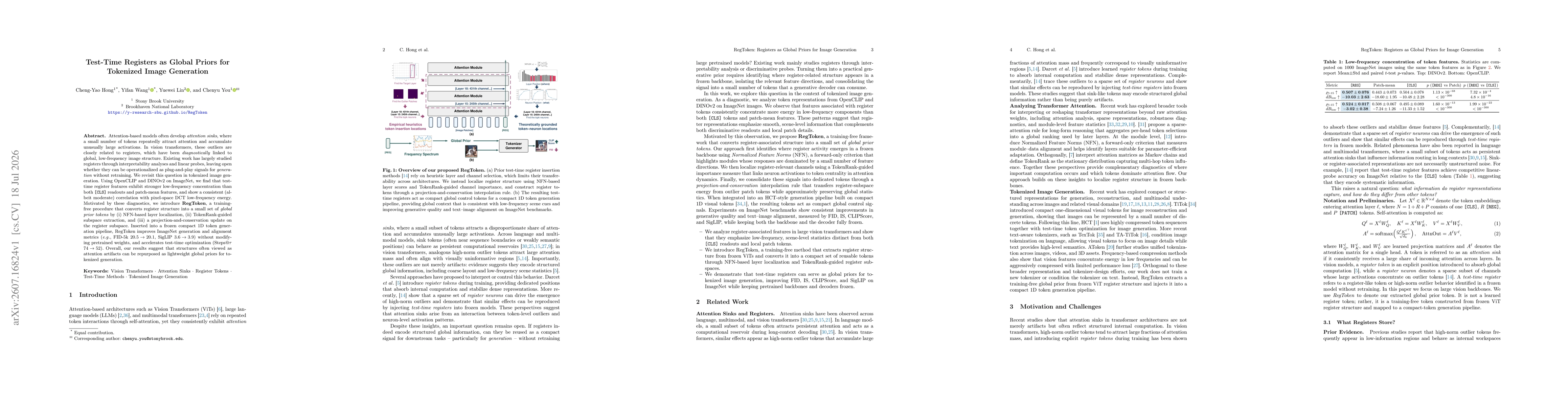 Thumbnail for Test-Time Registers as Global Priors for Tokenized Image Generation