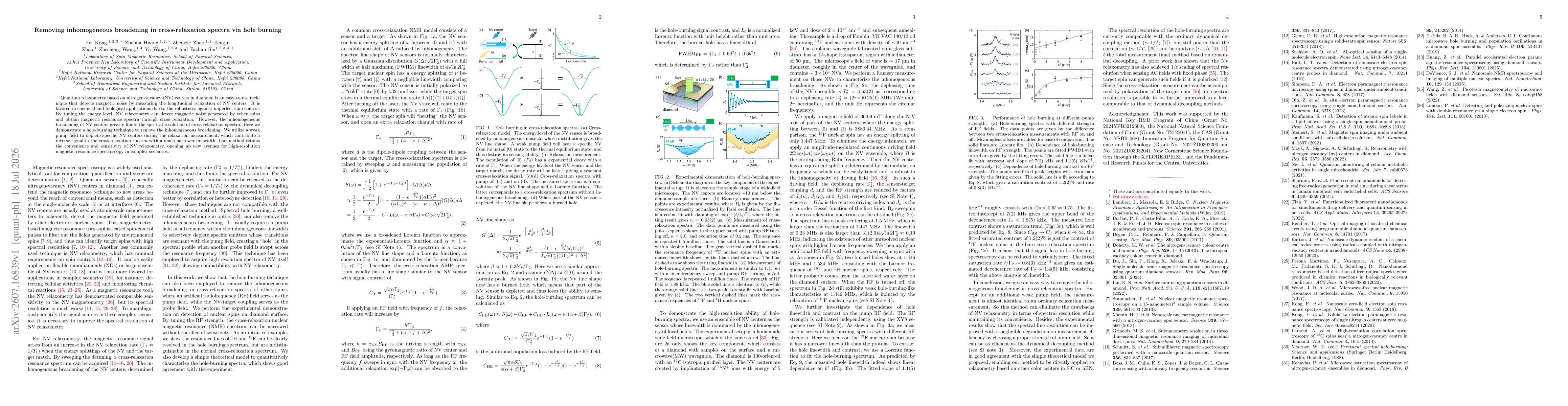 Thumbnail for Removing inhomogeneous broadening in cross-relaxation spectra via hole burning