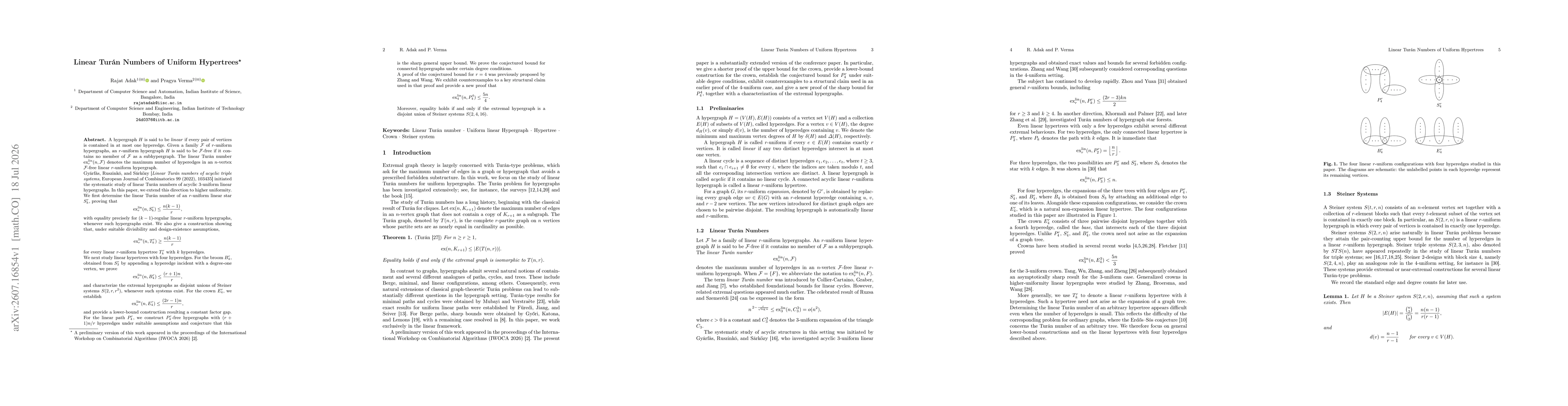 Thumbnail for Linear Turán Numbers of Uniform Hypertrees