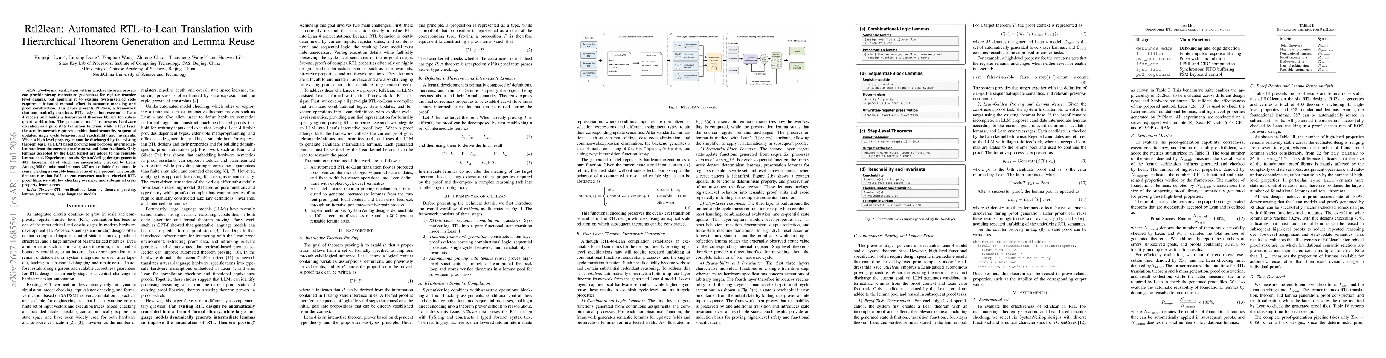 Thumbnail for Rtl2lean: Automated RTL-to-Lean Translation with Hierarchical Theorem Generation and Lemma Reuse
