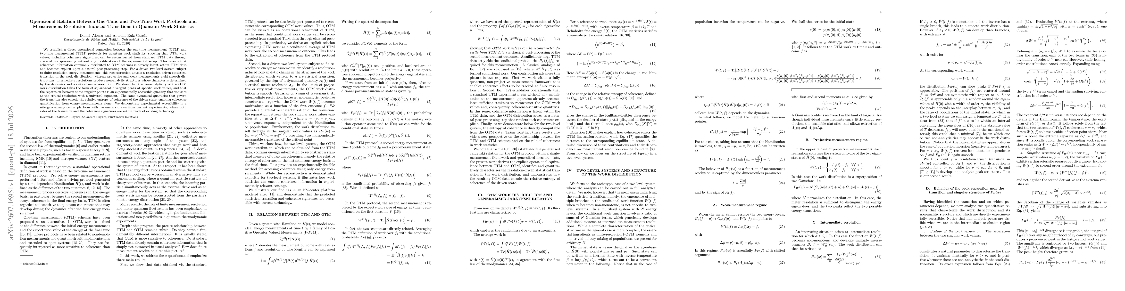 Thumbnail for Operational Relation Between One-Time and Two-Time Work Protocols and Measurement-Resolution-Induced Transitions in Quantum Work Statistics