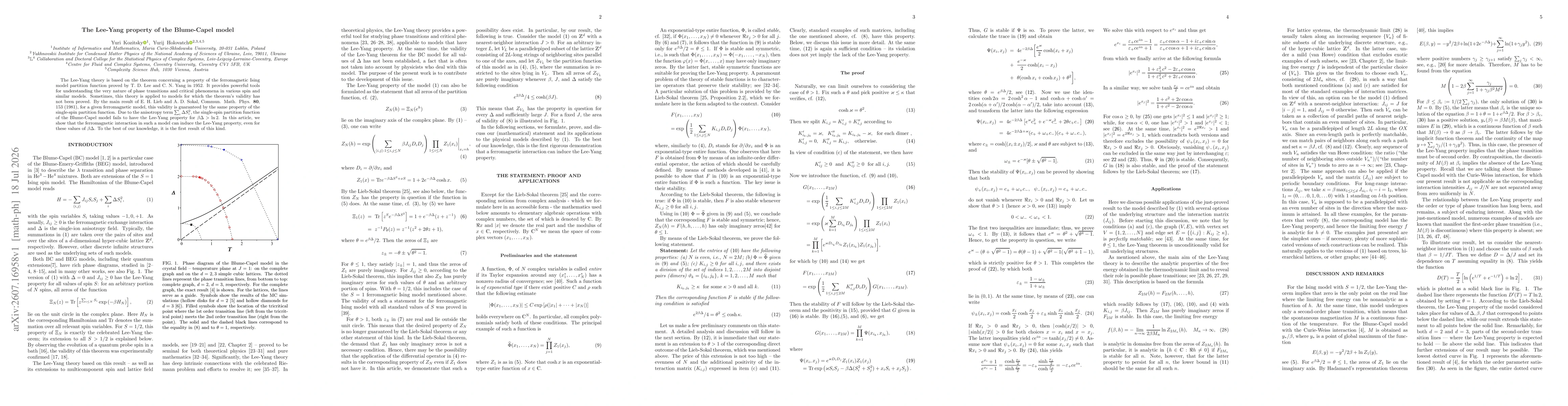 Thumbnail for The Lee-Yang property of the Blume-Capel model