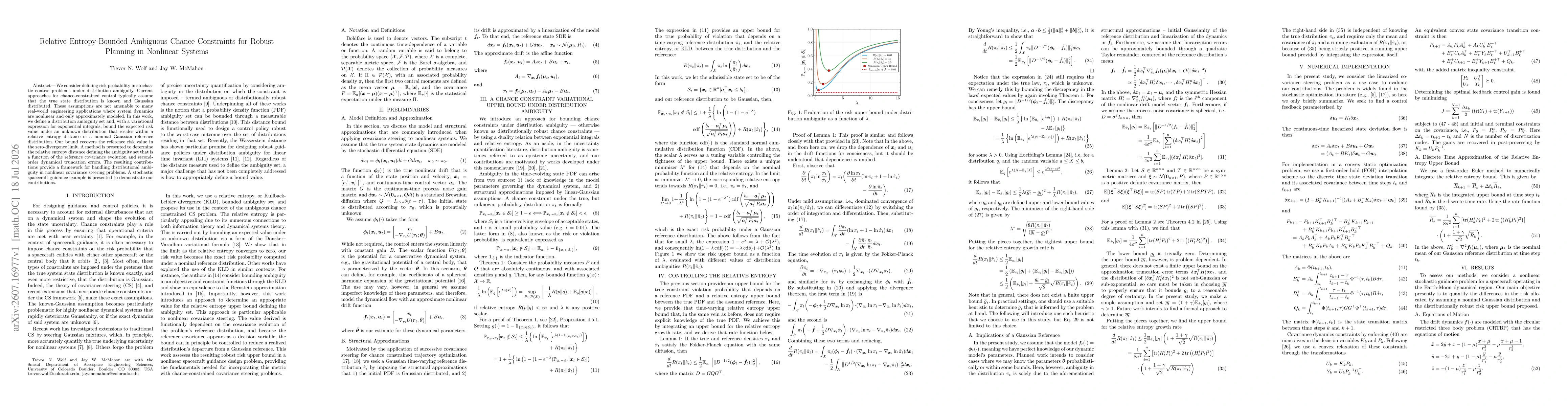 Thumbnail for Relative Entropy-Bounded Ambiguous Chance Constraints for Robust Planning in Nonlinear Systems