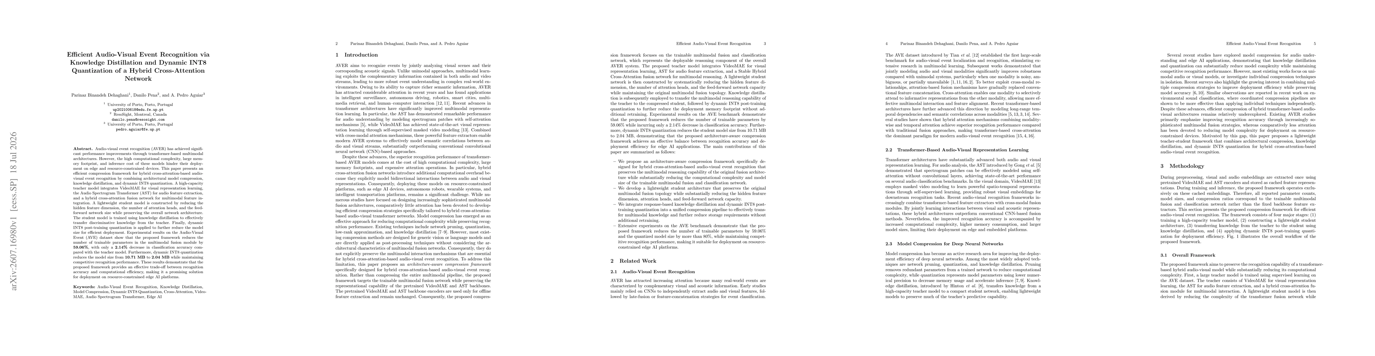 Thumbnail for Efficient Audio-Visual Event Recognition via Knowledge Distillation and Dynamic INT8 Quantization of a Hybrid Cross-Attention Network