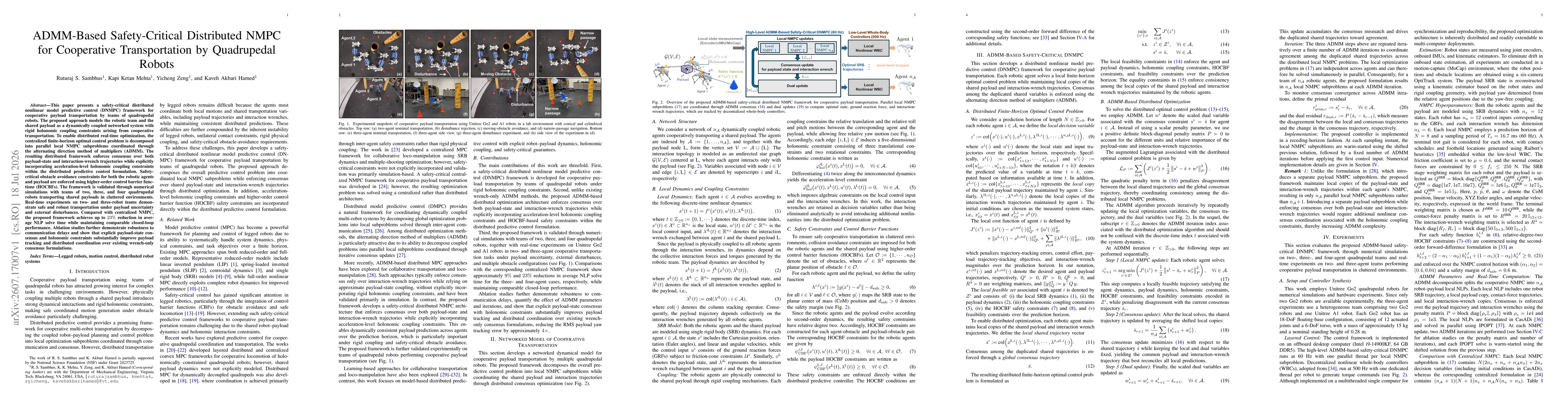 Thumbnail for ADMM-Based Safety-Critical Distributed NMPC for Cooperative Transportation by Quadrupedal Robots