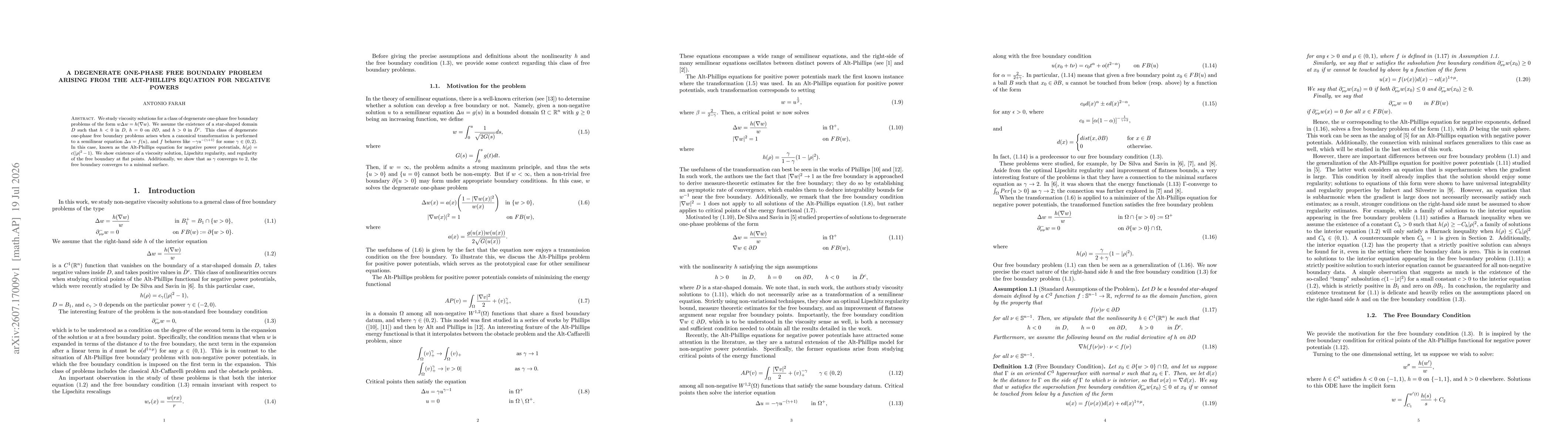 Thumbnail for A Degenerate One-Phase Free Boundary Problem Arising From the Alt-Phillips Equation for Negative Powers