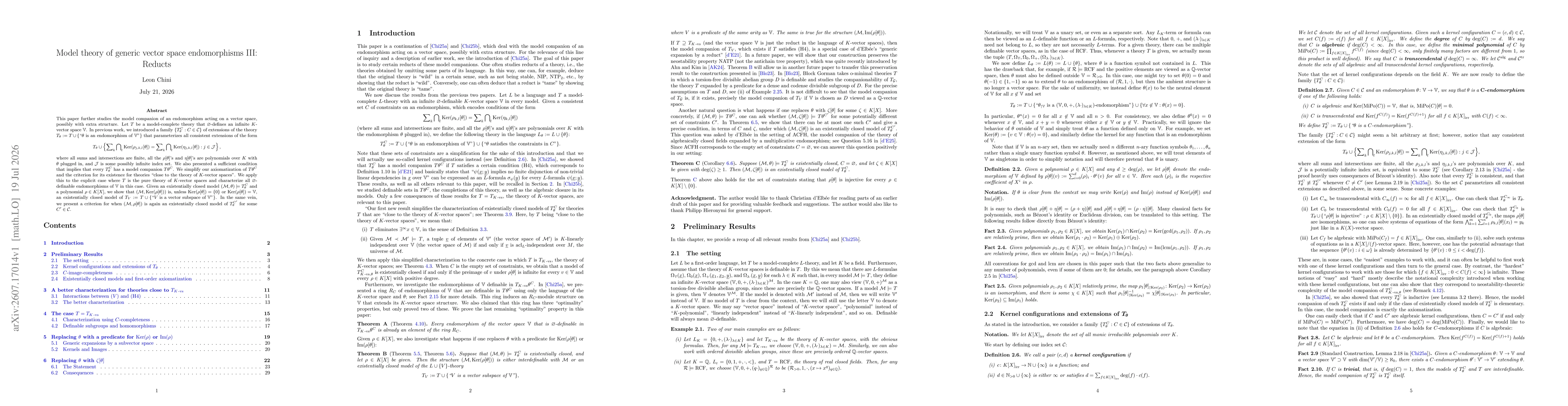 Thumbnail for Model theory of generic vector space endomorphisms III: Reducts