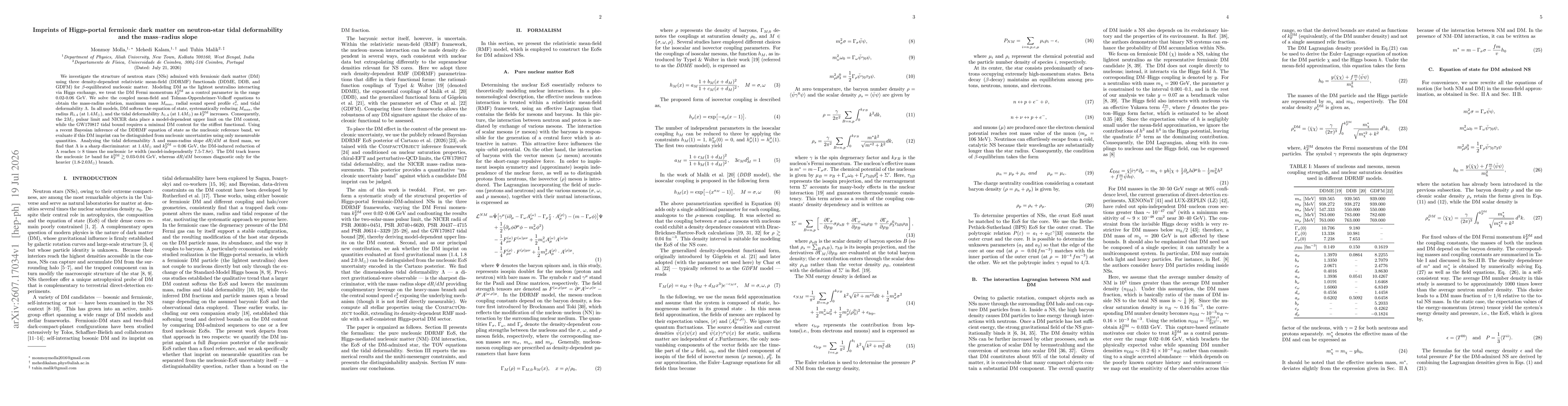 Thumbnail for Imprints of Higgs-portal fermionic dark matter on neutron-star tidal deformability and the mass-radius slope