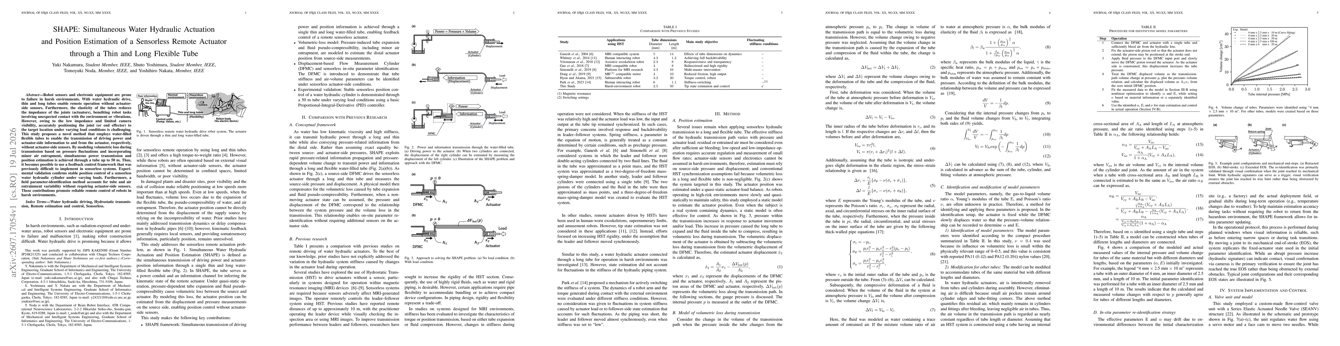 Thumbnail for SHAPE: Simultaneous Water Hydraulic Actuation and Position Estimation of a Sensorless Remote Actuator through a Thin and Long Flexible Tube