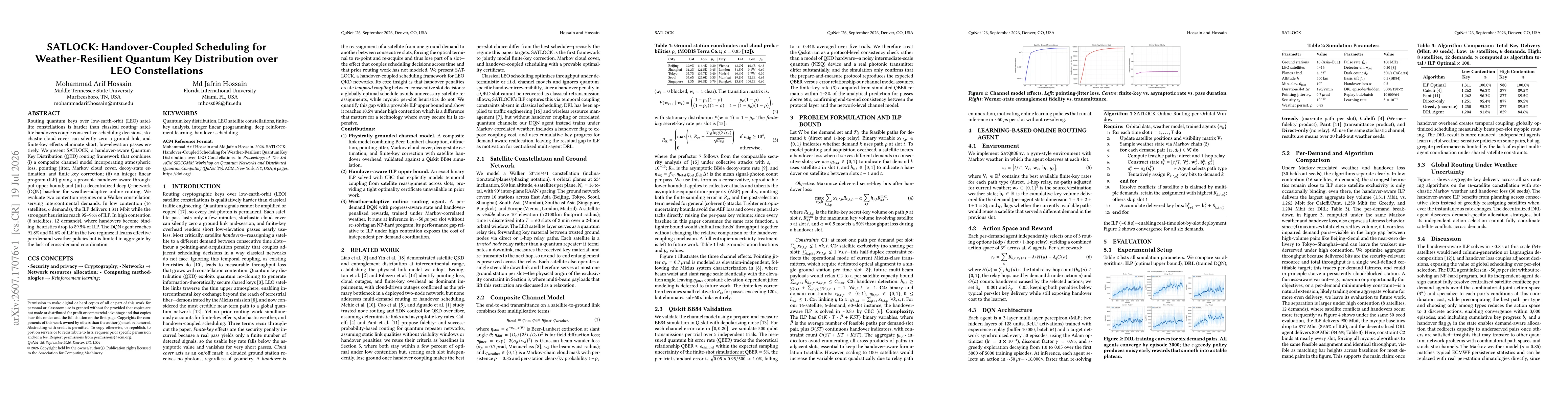 Thumbnail for SATLOCK: Handover-Coupled Scheduling for Weather-Resilient Quantum Key Distribution over LEO Constellations