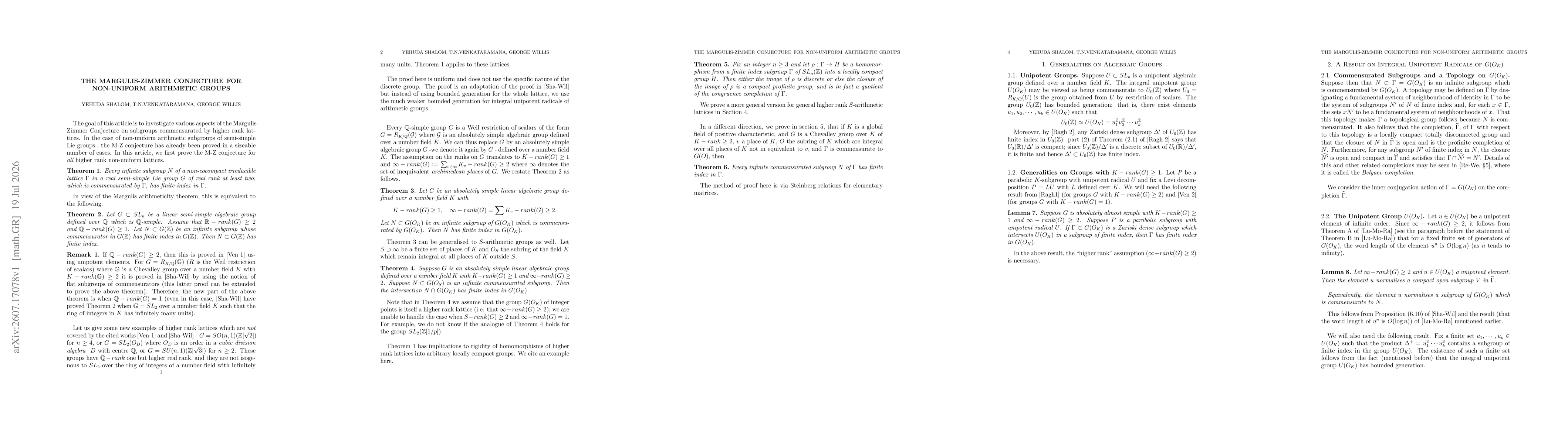 Thumbnail for The Margulis Zimmer Conjecture for Nonuniform Arithmetic Groups