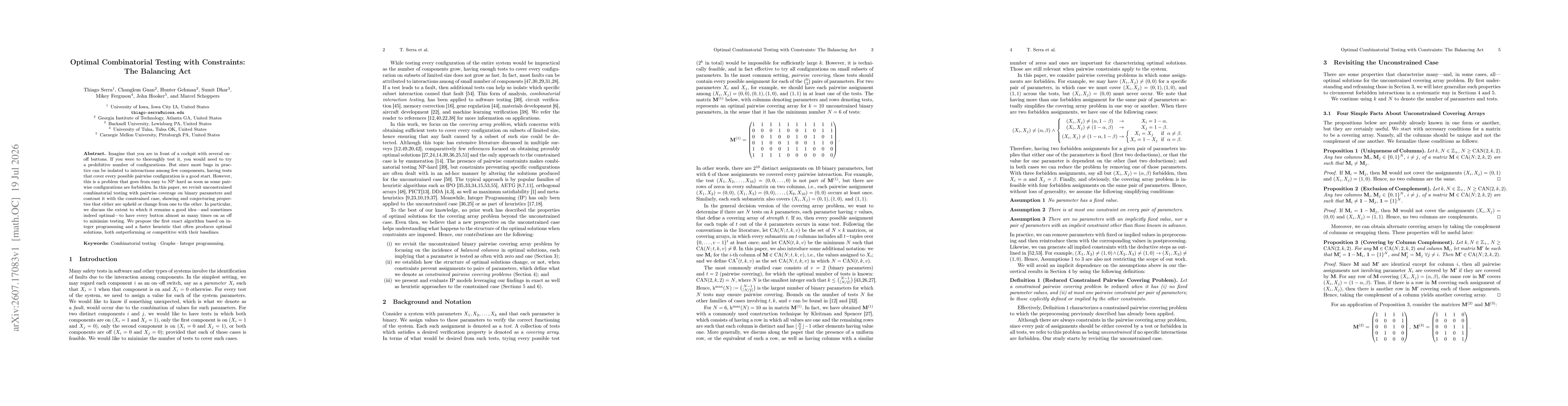 Thumbnail for Optimal Combinatorial Testing with Constraints: The Balancing Act