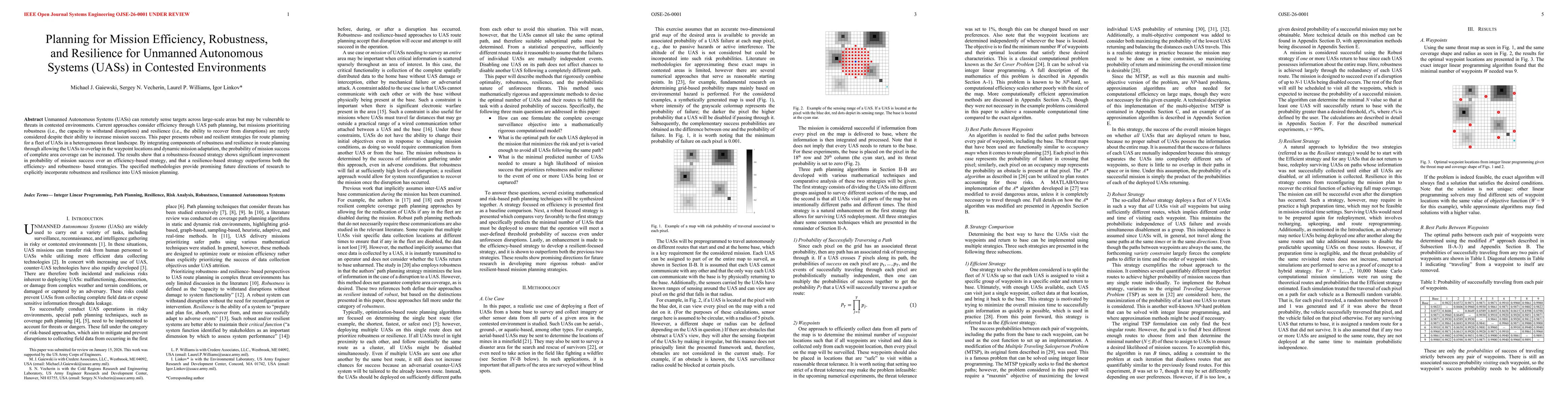 Thumbnail for Planning for Mission Efficiency, Robustness, and Resilience for Unmanned Autonomous Systems (UASs) in Contested Environments