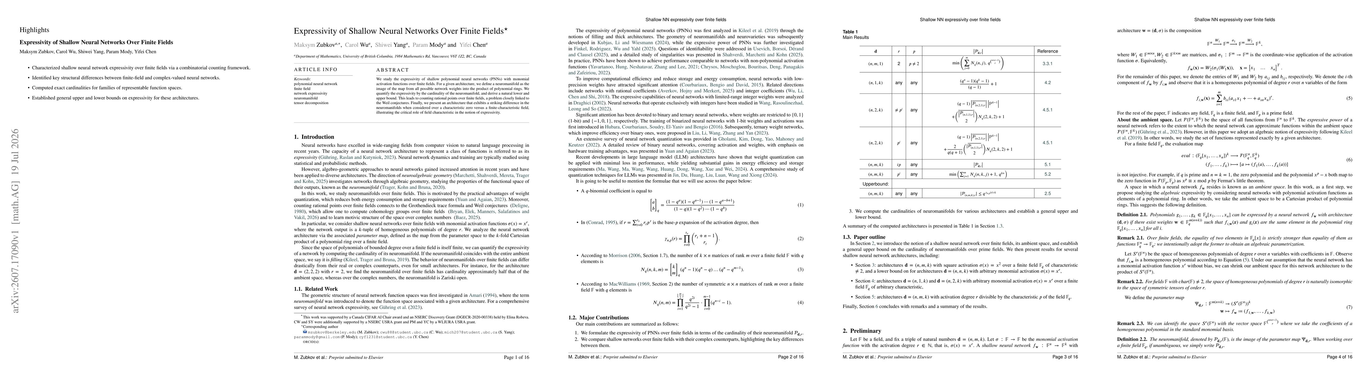 Thumbnail for Expressivity of Shallow Neural Networks Over Finite Fields