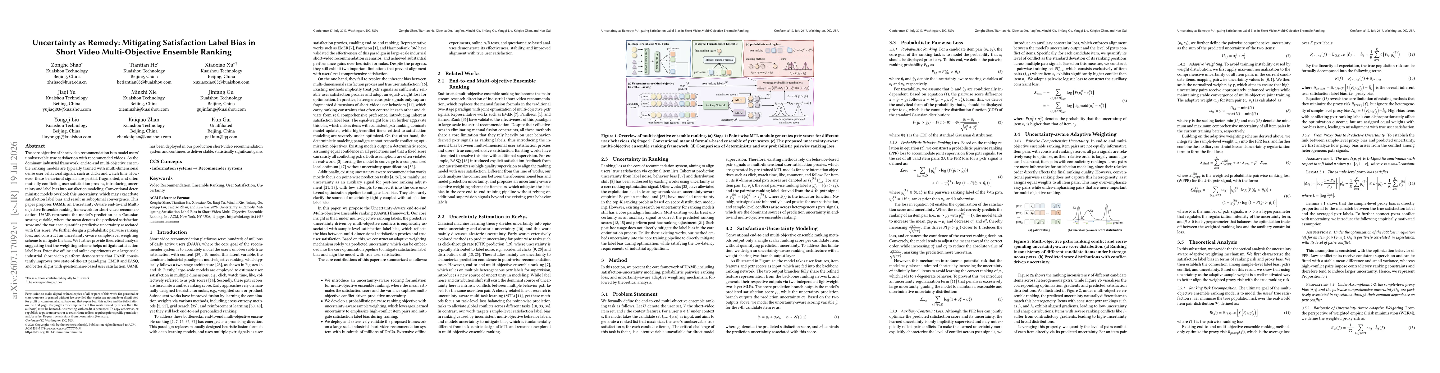 Thumbnail for Uncertainty as Remedy: Mitigating Satisfaction Label Bias in Short Video Multi-Objective Ensemble Ranking