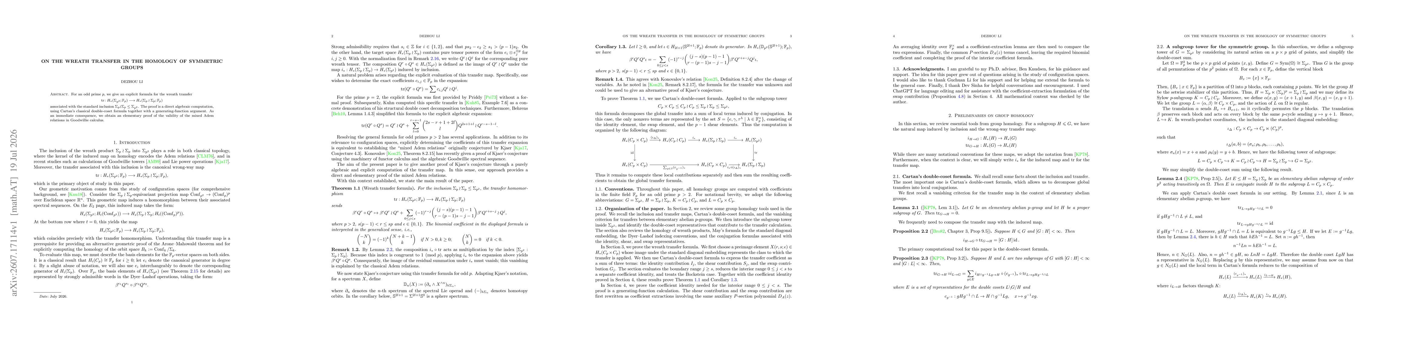 Thumbnail for On the wreath transfer in the homology of symmetric groups