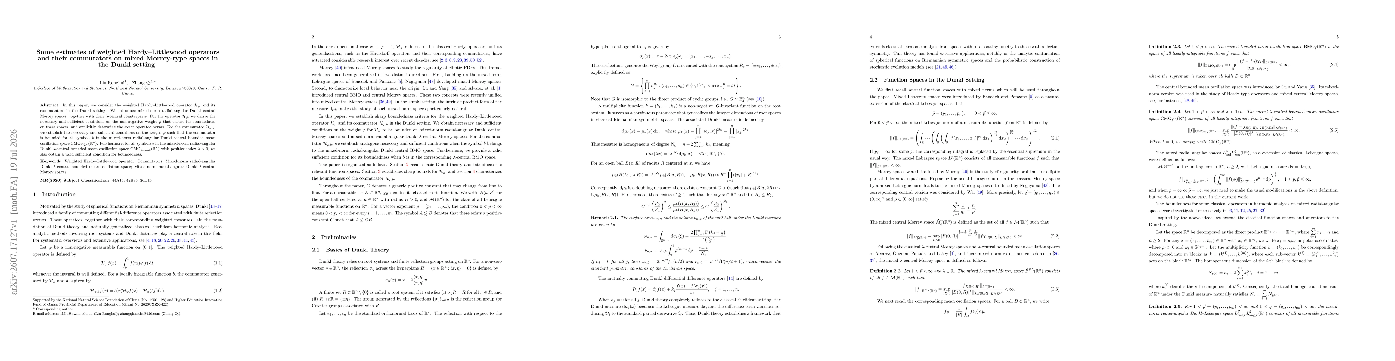 Thumbnail for Some estimates of weighted Hardy-Littlewood operators and their commutators on mixed Morrey-type spaces in the Dunkl setting