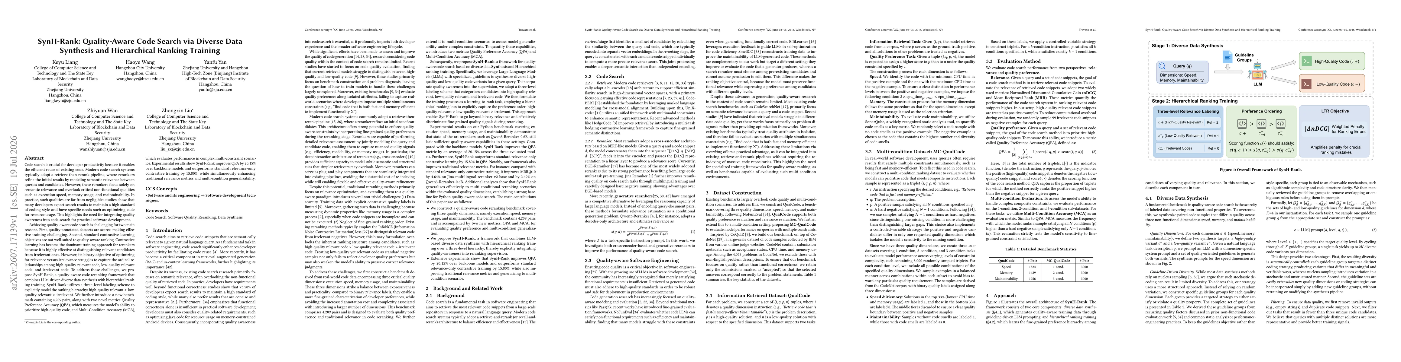 Thumbnail for SynH-Rank: Quality-Aware Code Search via Diverse Data Synthesis and Hierarchical Ranking Training